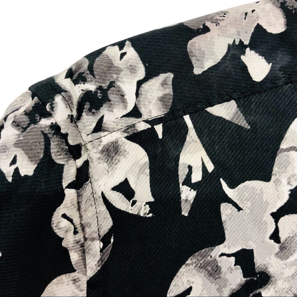 Men’s Calvin Klein black gray graphic floral print button front shirt - Picture 10 of 16